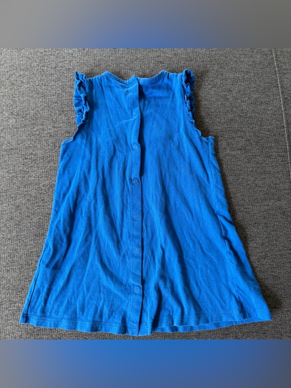 Petit Bateau Royal Blue Embroidered Ruffle-Sleeve Dress Baby Girl 24M - Picture 3 of 7